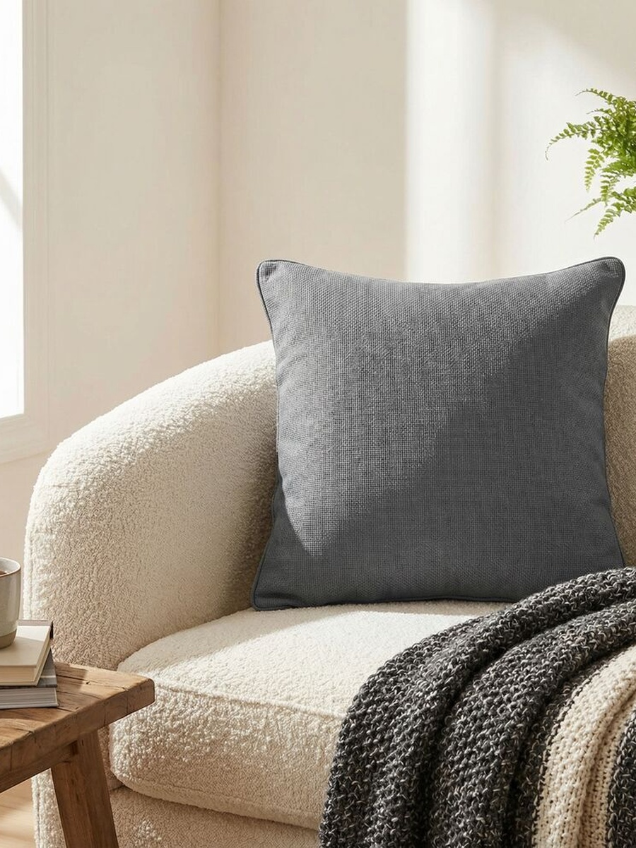 Gleam Dyed Matti Weave Cushion Cover - Grey-45x45cm, Cotton, Cushion Cover For Sofa Bed Lounge Chair And Home Styling