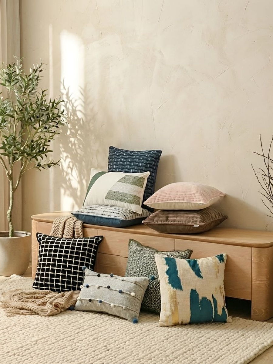 Majestic Knitted Cushion Cover - Multi - color - 45x45cm, Off White, Poly Blend, Cushion Cover For Sofa Bed Lounge Chair And Home Styling