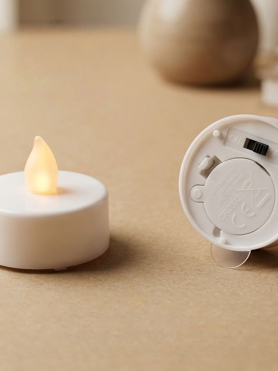 Raha LED Candle Set Of - 6 3.8x3.5cm White, Plastic, Decorative Candle For Home Fragrance Tabletop And Ambience