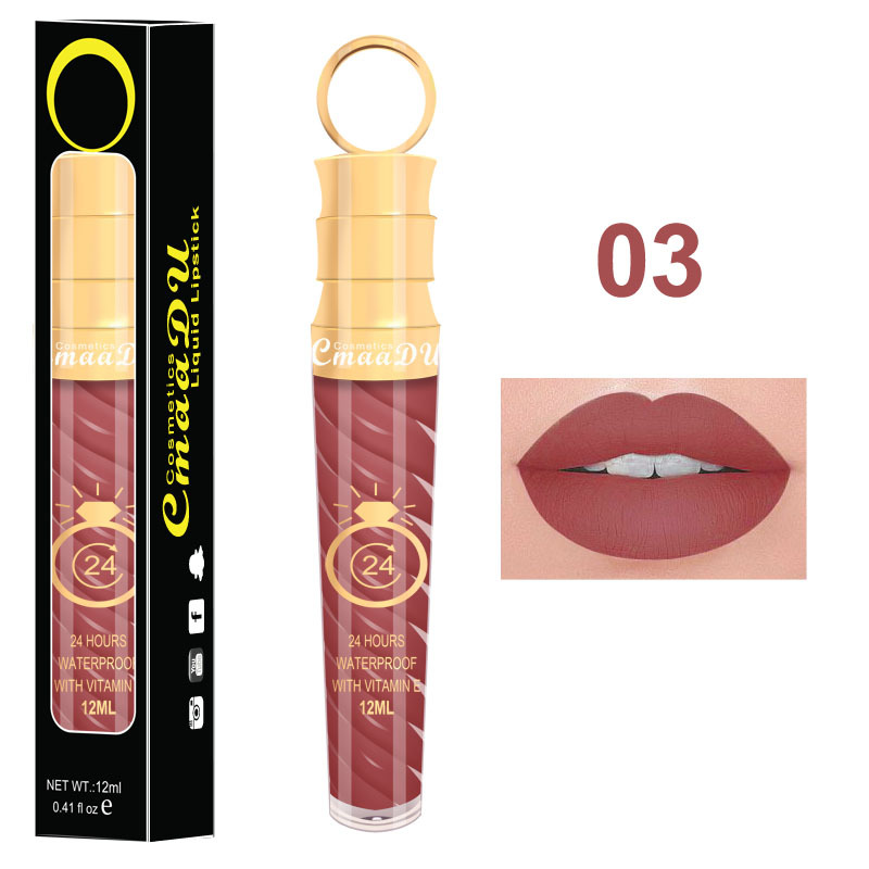 Matte Dark Pink Liquid Lipstick - 24H Waterproof and Vitamin E (Shade 03)