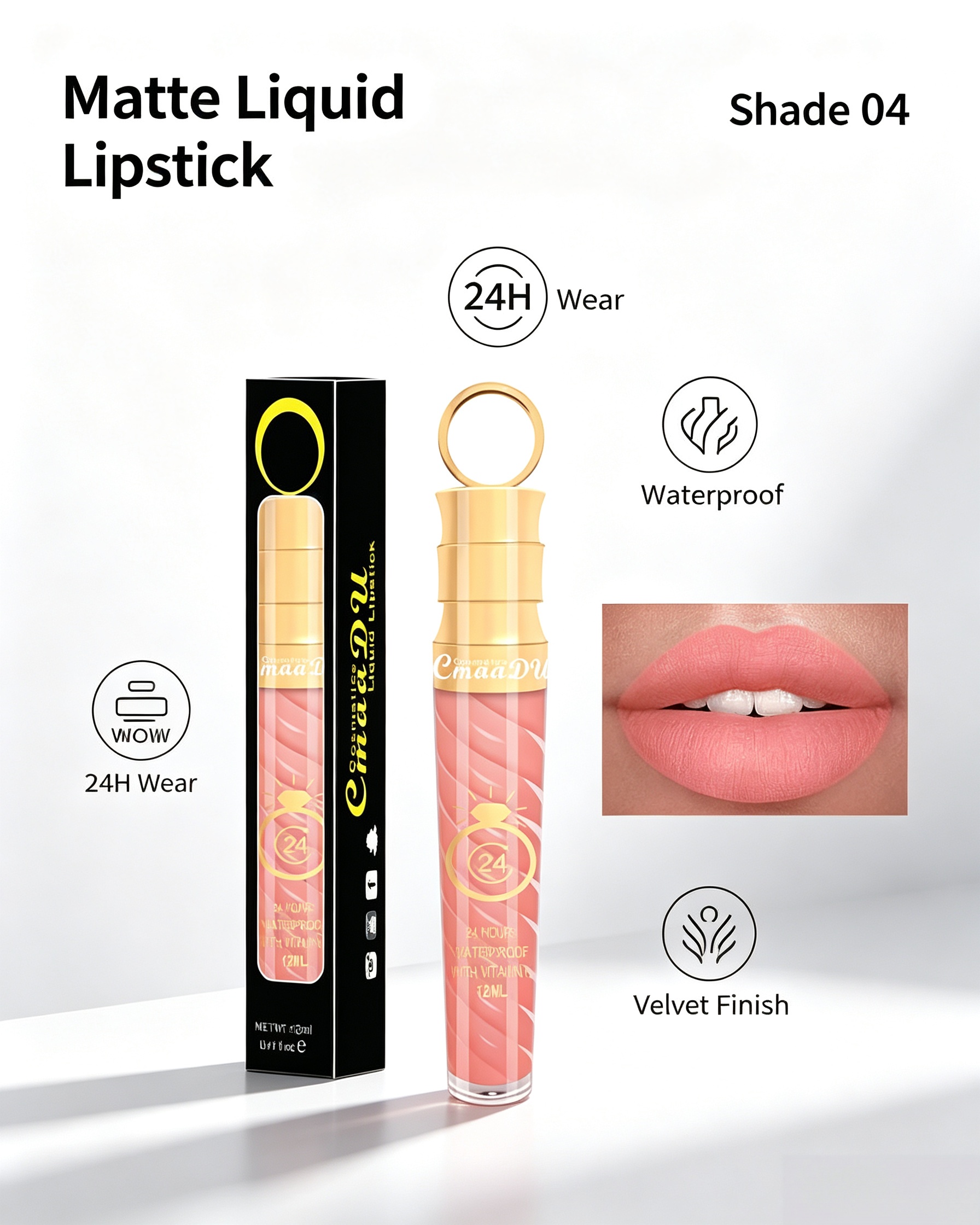 Matte Liquid Lipstick - Long-Lasting Peach Pink