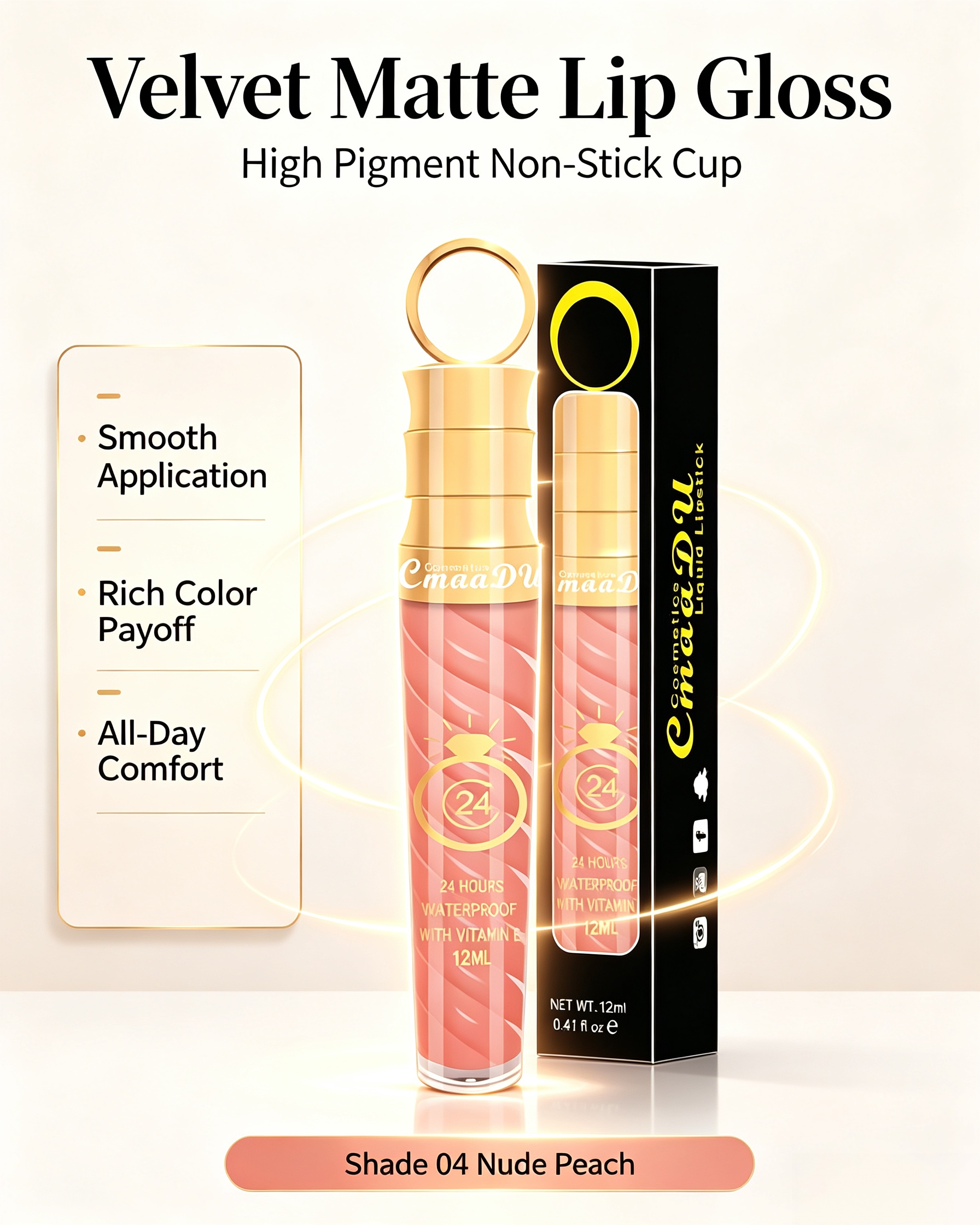 Matte Liquid Lipstick - Long-Lasting Peach Pink