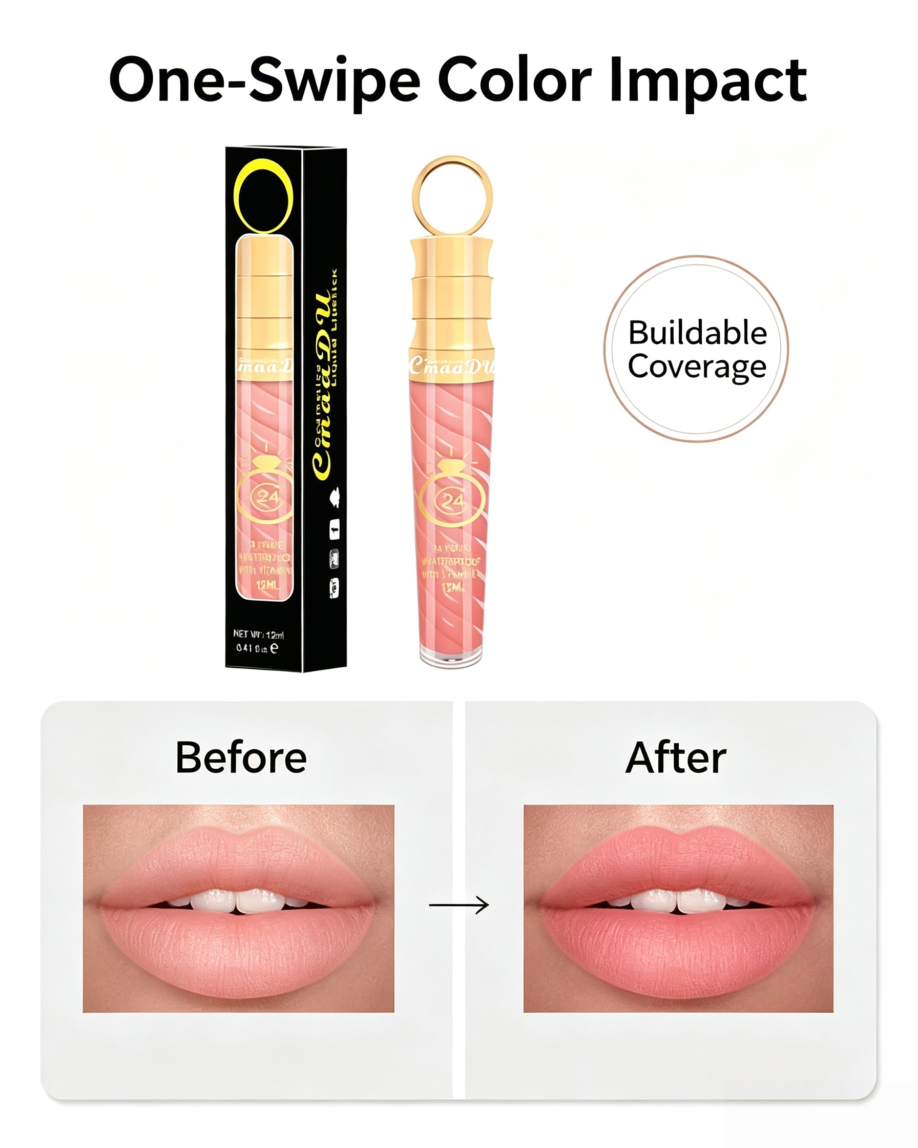 Matte Liquid Lipstick - Long-Lasting Peach Pink