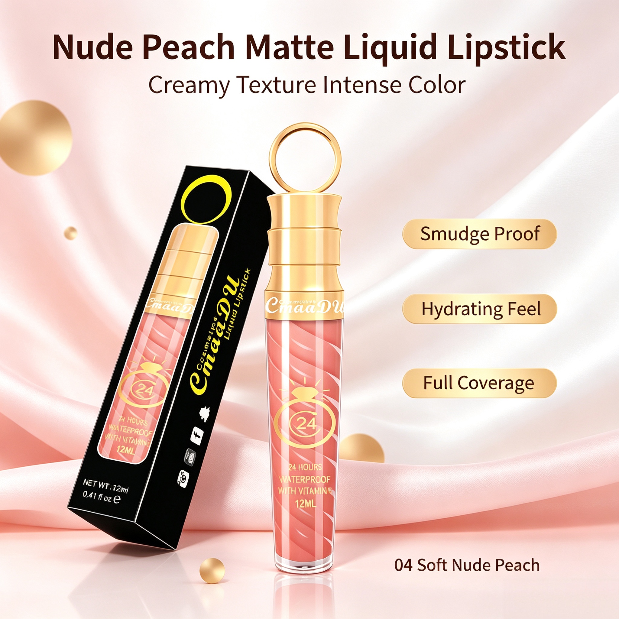 Matte Liquid Lipstick - Long-Lasting Peach Pink