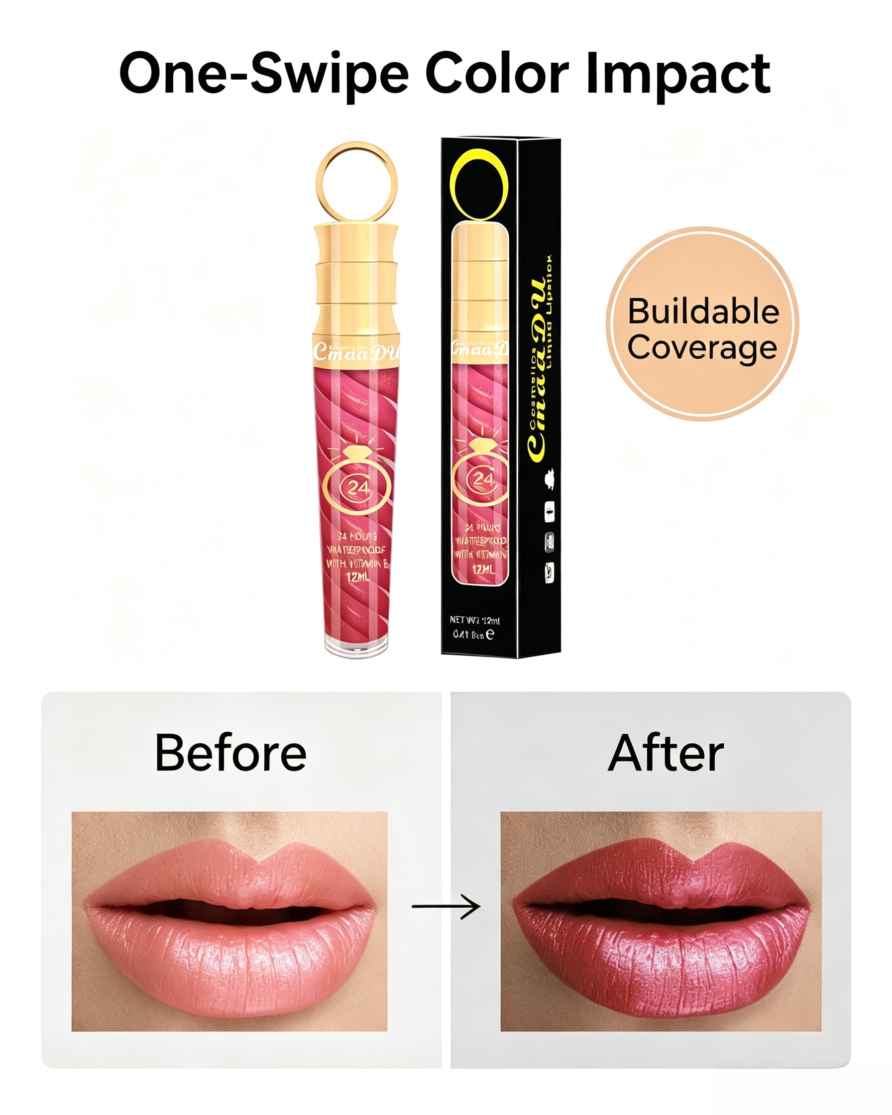 Matte Liquid Lipstick - Shade 20 Vibrant Pink, 24H Wear and Waterproof