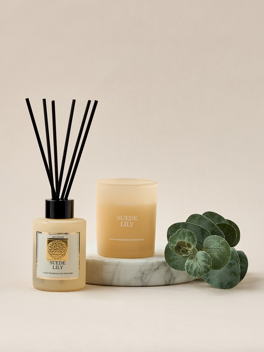 Suede Lily Scented Reed Diffuser and Jar Candle Set