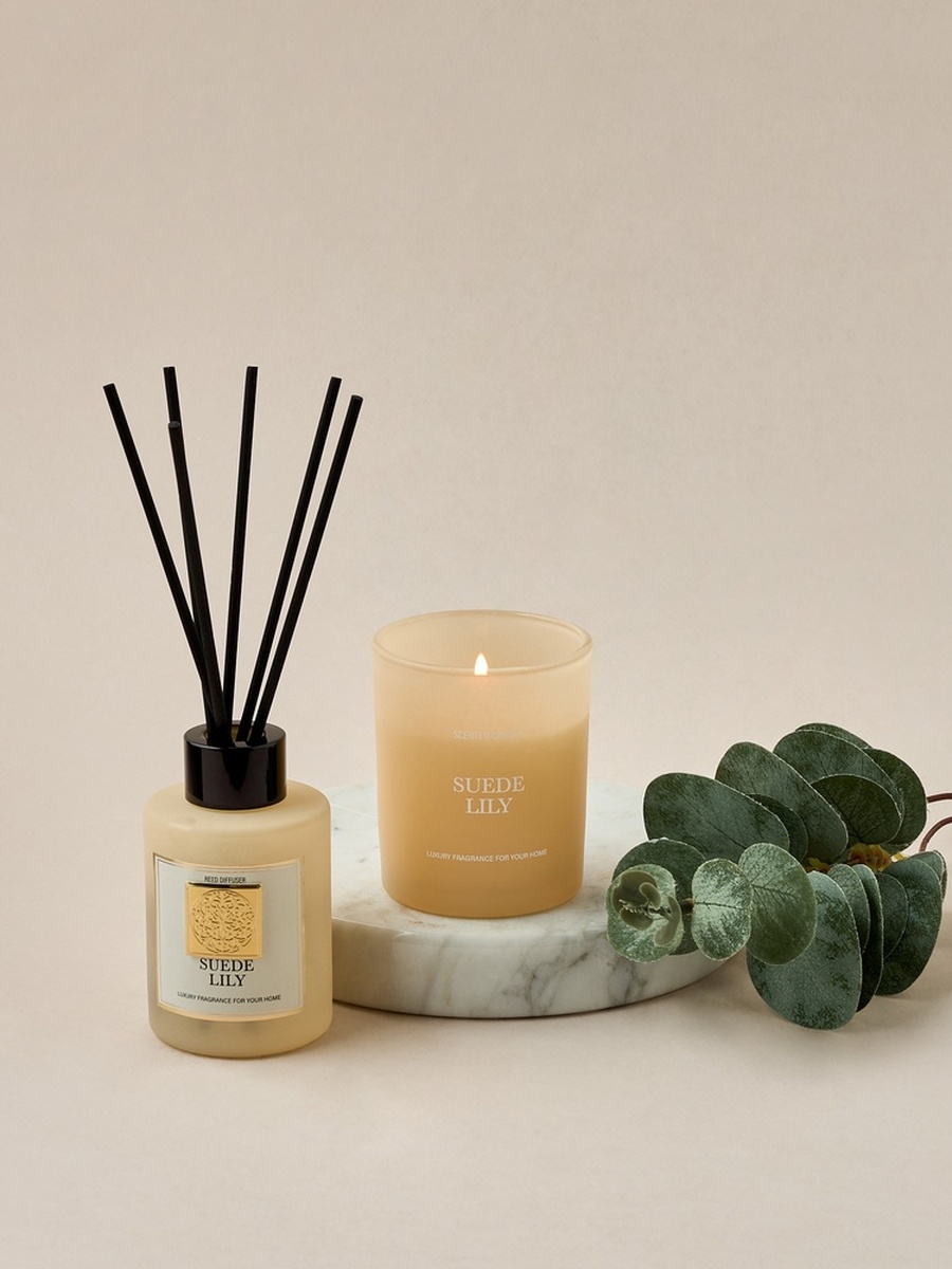 Suede Lily Scented Reed Diffuser and Jar Candle Set