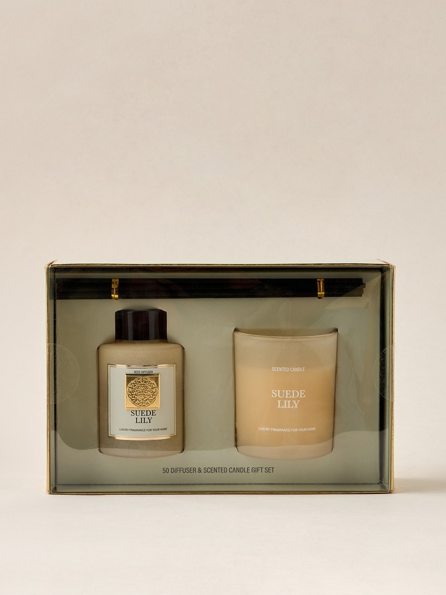 Suede Lily Scented Reed Diffuser and Jar Candle Set