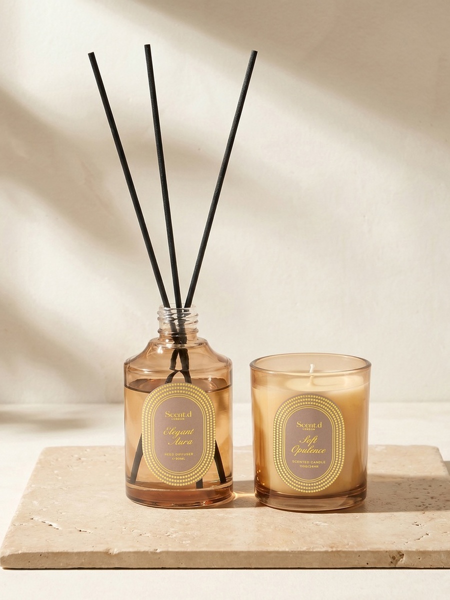 Elegant Aura Diffuser and Jar Candle Gift Set