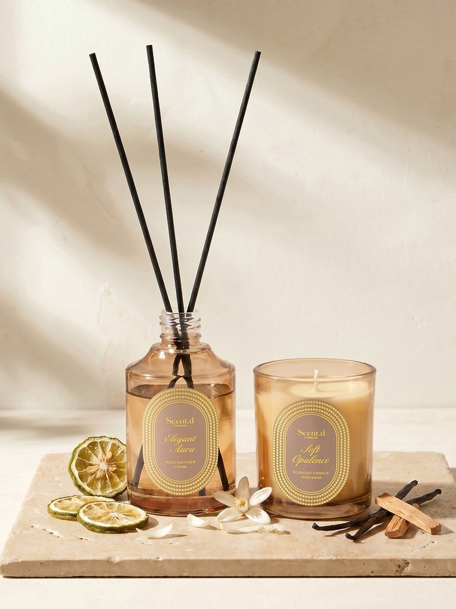 Elegant Aura Diffuser and Jar Candle Gift Set