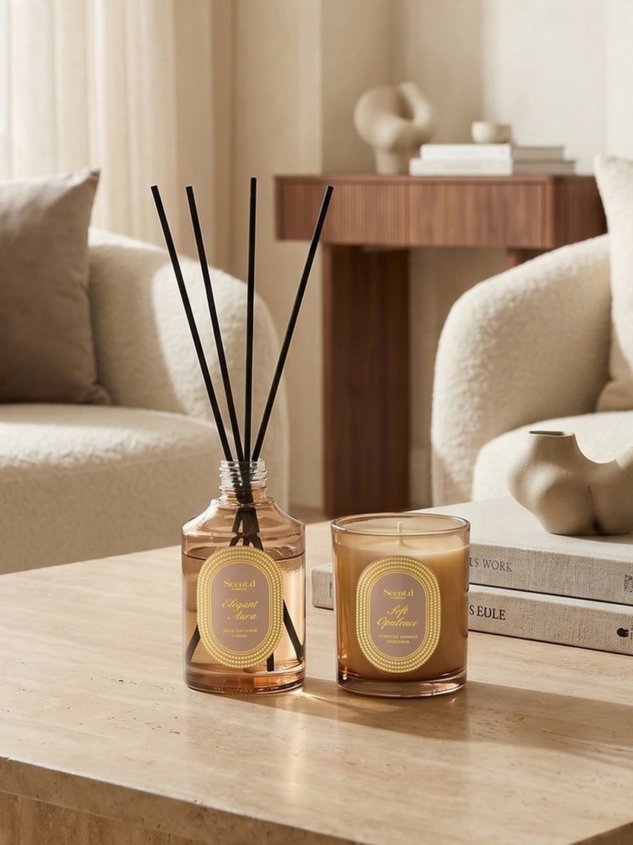 Elegant Aura Diffuser and Jar Candle Gift Set
