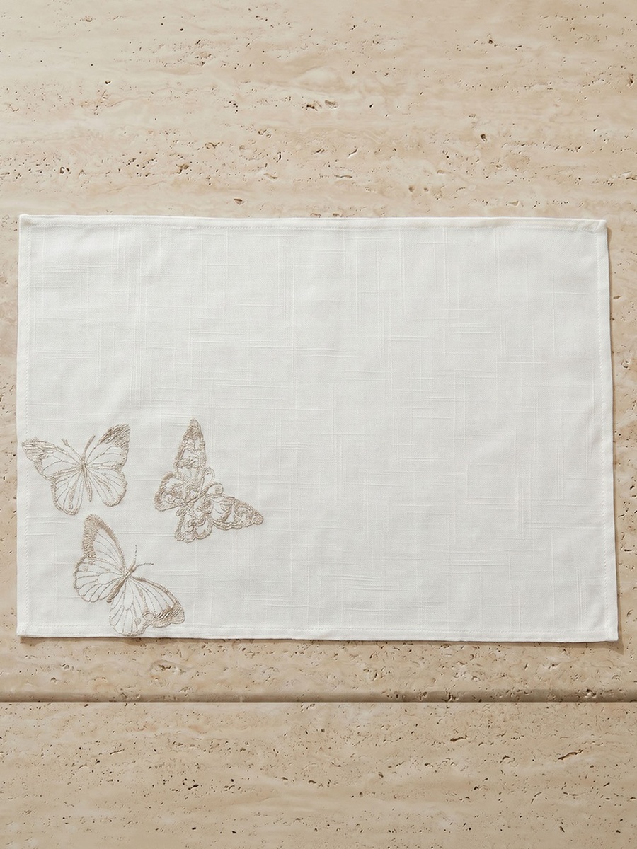 Butterfly 4-Piece Embroidered Placemat Set - 30x45 cm