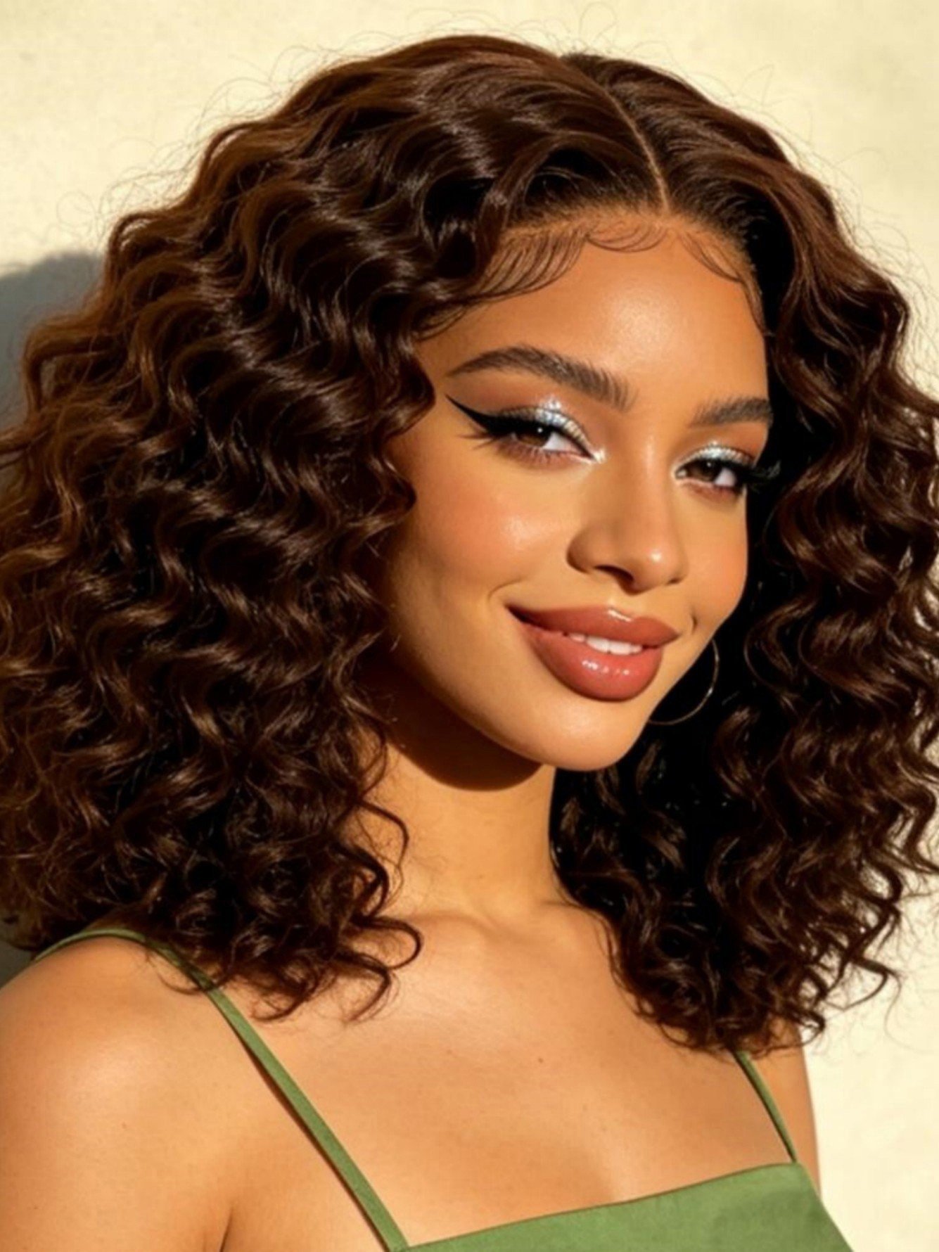 Coffee Brown Curly Wig