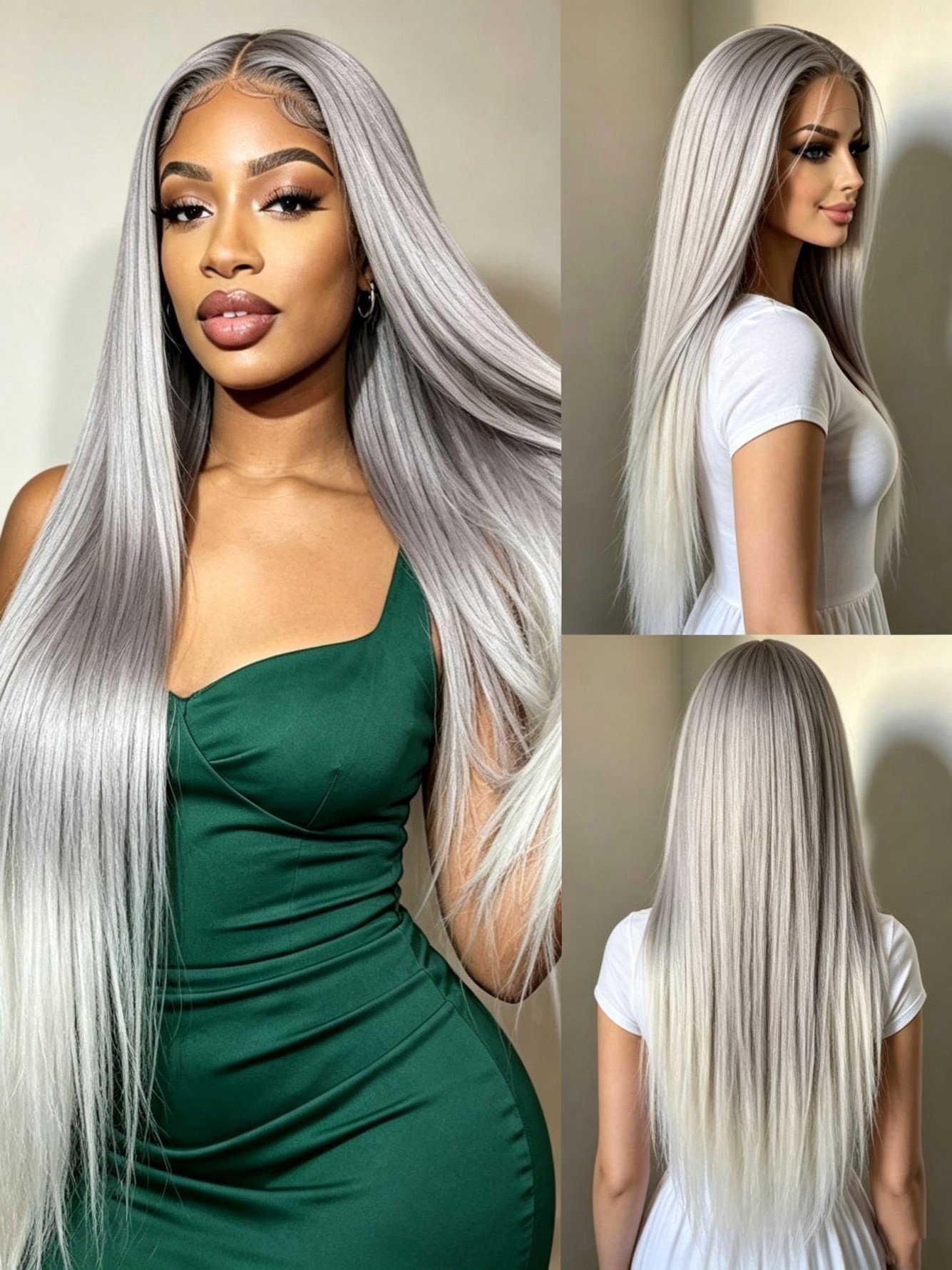 Silver Long Straight Wig