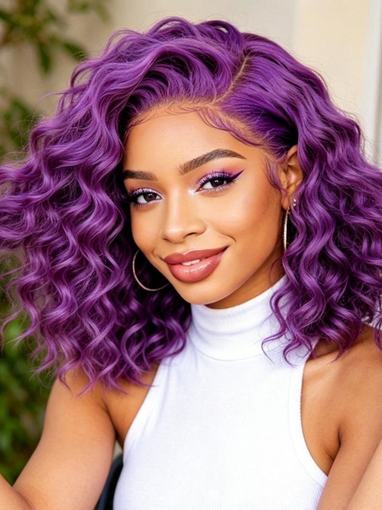 Purple Curly Wig