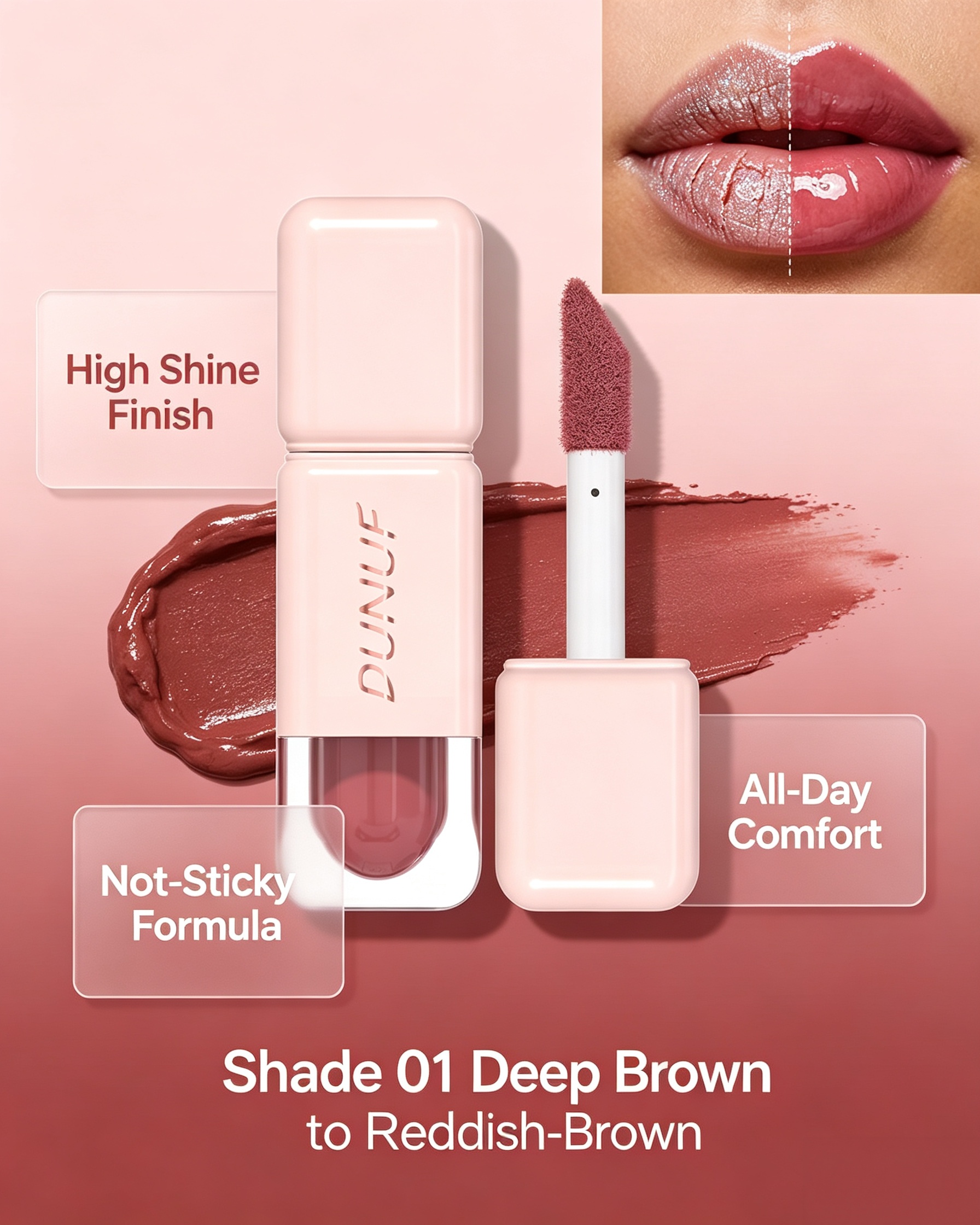 High Shine Lip Gloss - Shade 01 Deep Brown