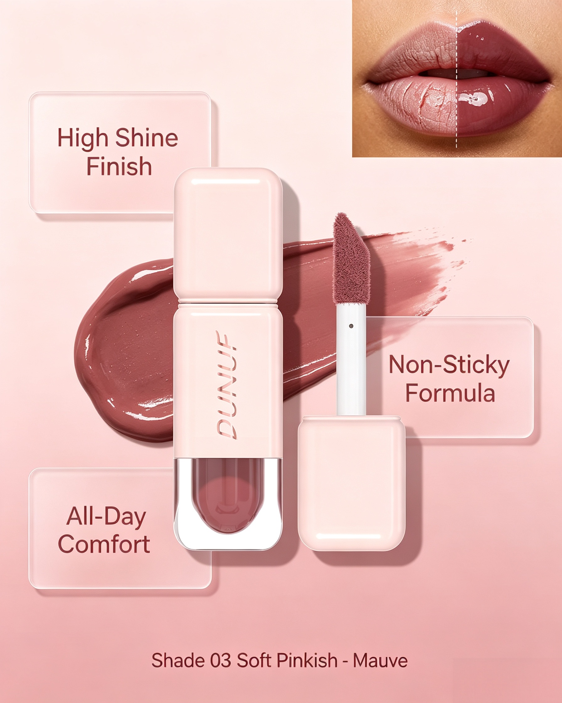 High Shine Lip Glaze - Soft Pinkish Mauve