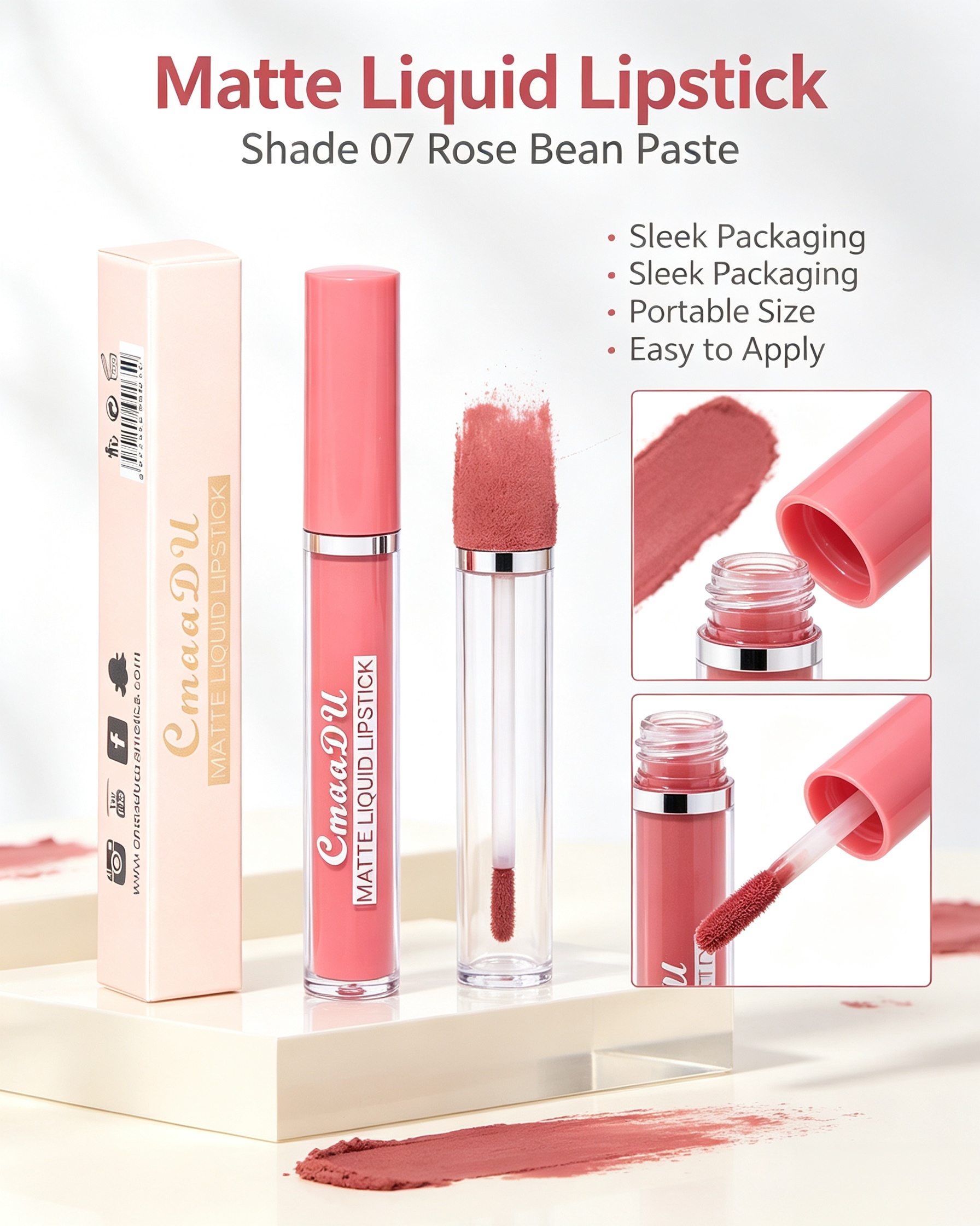 CmaaDU Velvet Matte Liquid Lipstick - Shade 07
