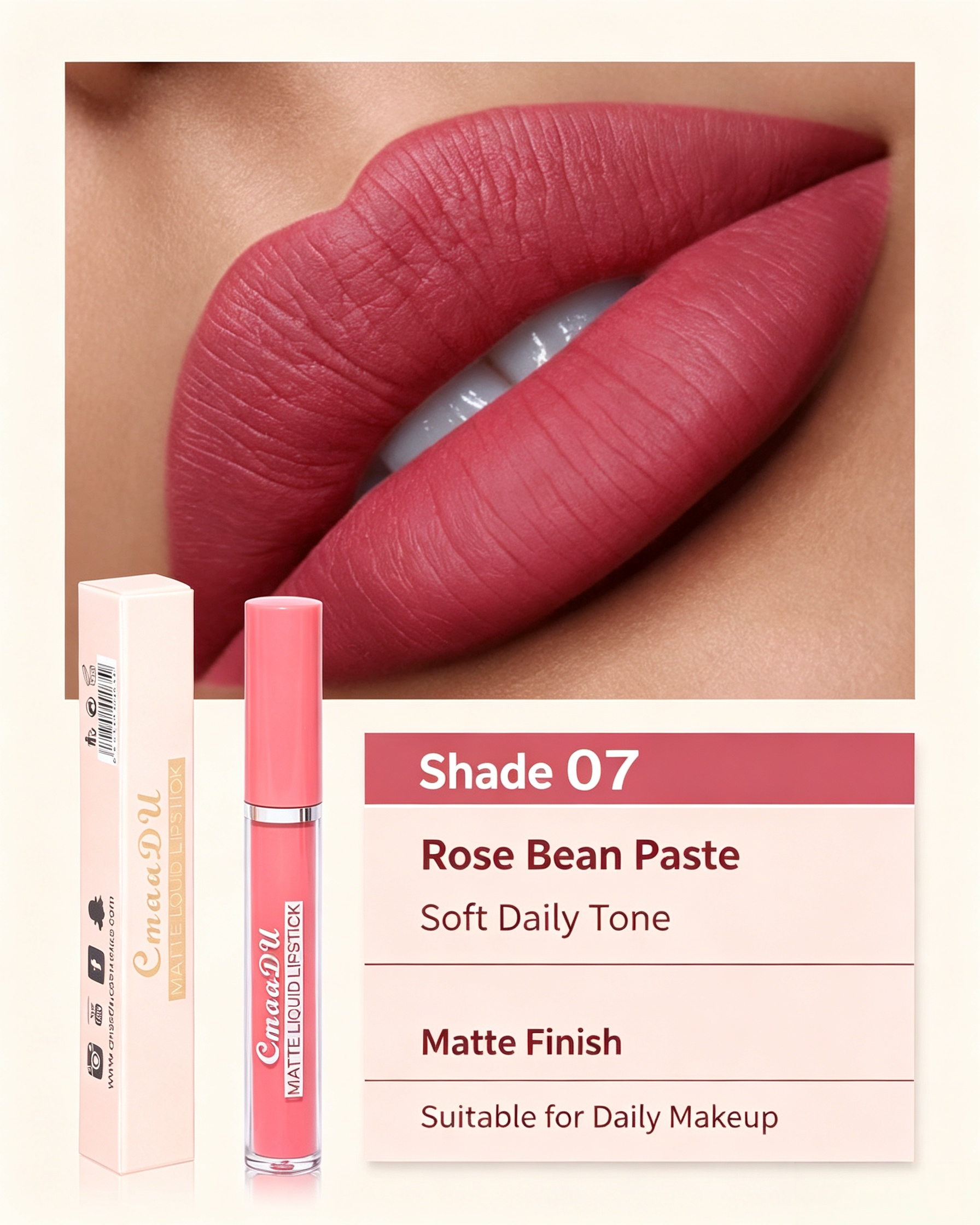 CmaaDU Velvet Matte Liquid Lipstick - Shade 07