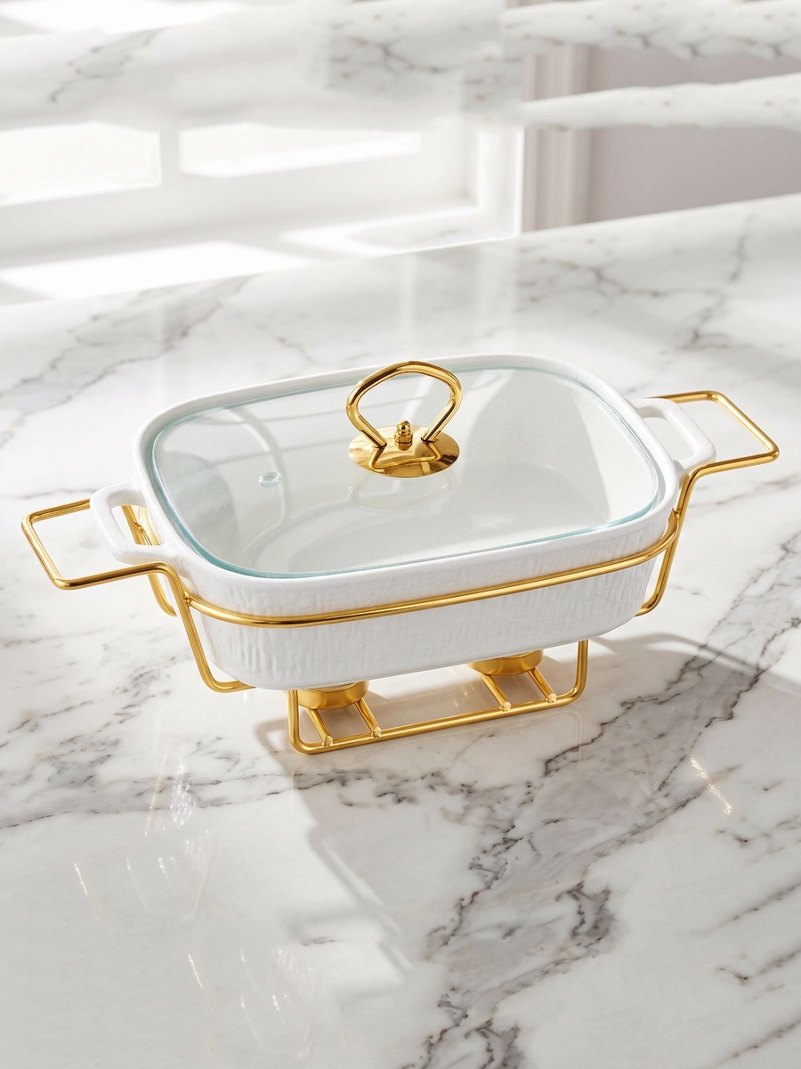 Celtic Rectangular Food Warmer with Candle Stand -1.1 L