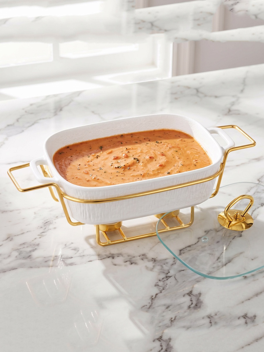 Celtic Rectangular Food Warmer with Candle Stand -1.1 L