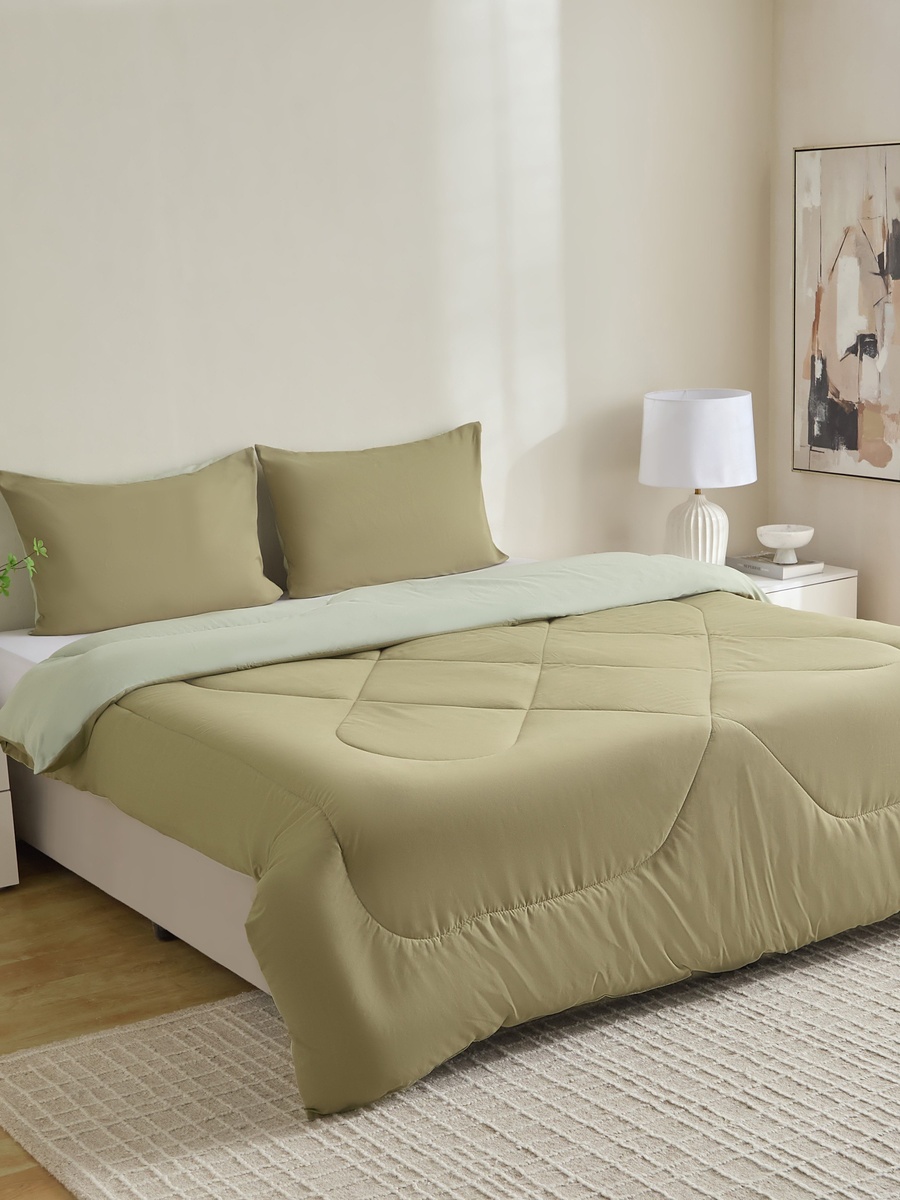 Derby Reversible Microfibre 3-Piece King Comforter Set - 220x240 cm