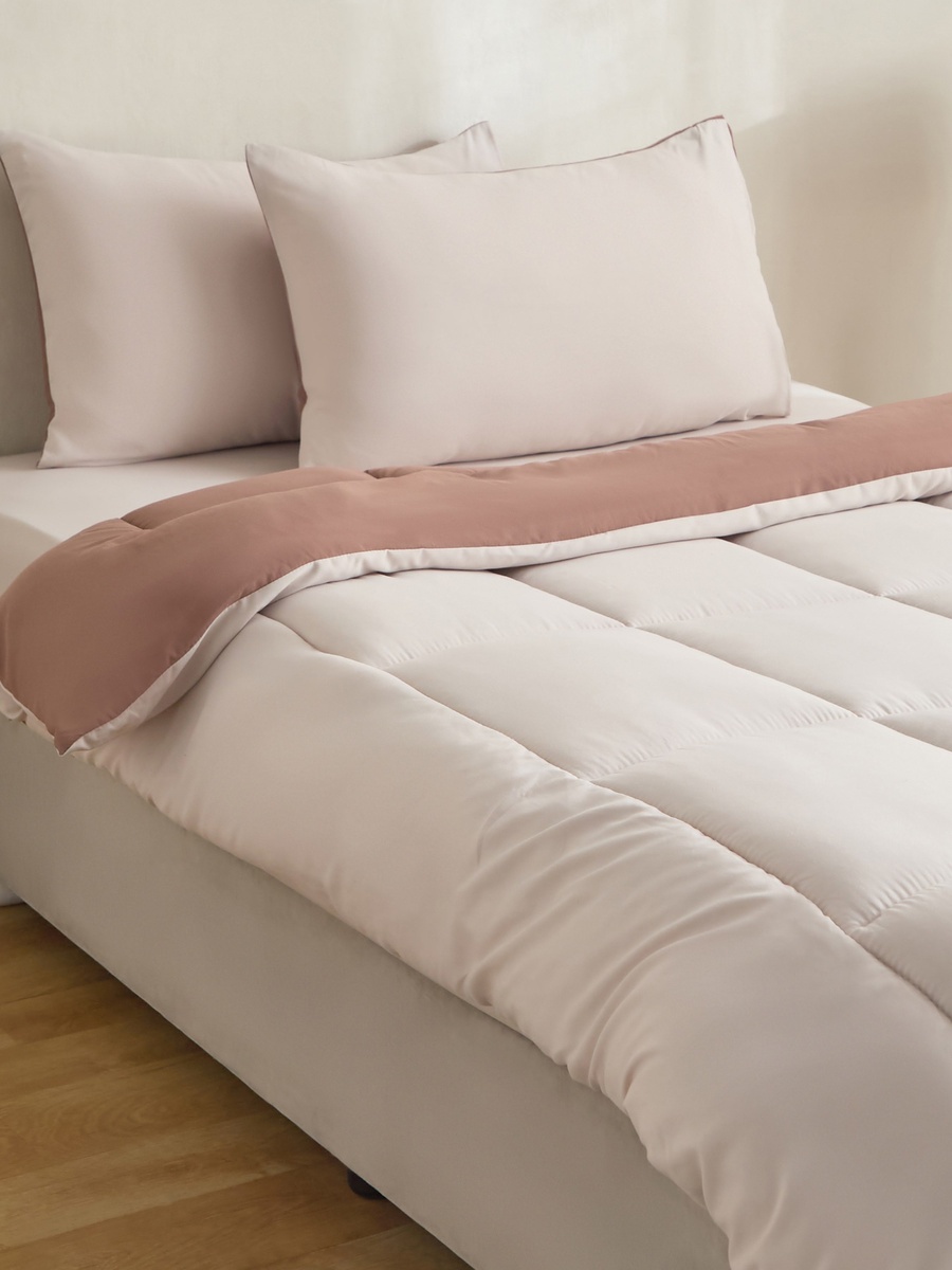 Luno Sleep Ease 3-Piece Hotel Reversible Microfiber Single BIAB Comforter Set - 135x220 cm