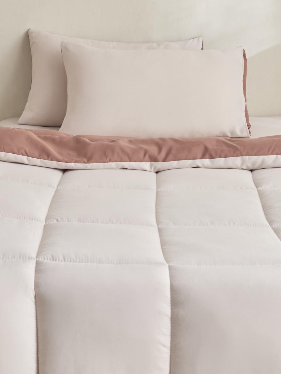 Luno Sleep Ease 3-Piece Hotel Reversible Microfiber Single BIAB Comforter Set - 135x220 cm