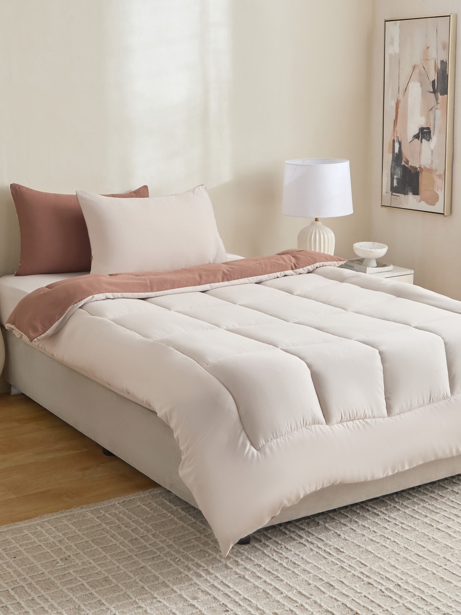 Luno Sleep Ease 3-Piece Hotel Reversible Microfiber Single BIAB Comforter Set - 135x220 cm