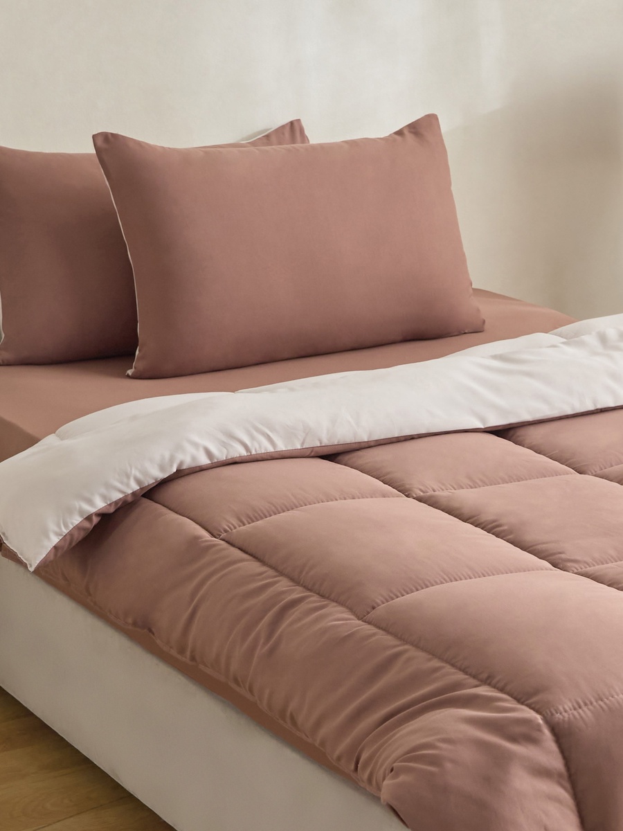 Luno Sleep Ease Hotel Reversible Microfibre 4-Piece Twin BIAB Comforter Set - 160x220 cm