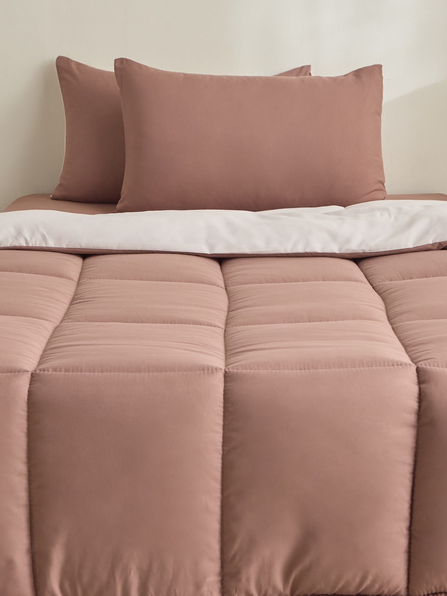 Luno Sleep Ease Hotel Reversible Microfibre 4-Piece Twin BIAB Comforter Set - 160x220 cm