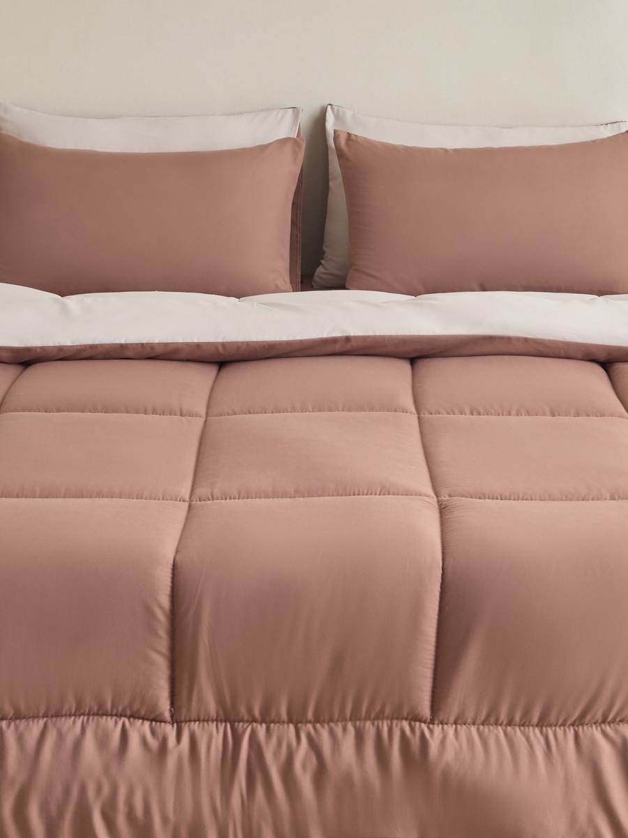 Luno Sleep Ease 6-Piece Hotel Reversible Microfiber Super King BIAB Comforter Set - 240x240 cm