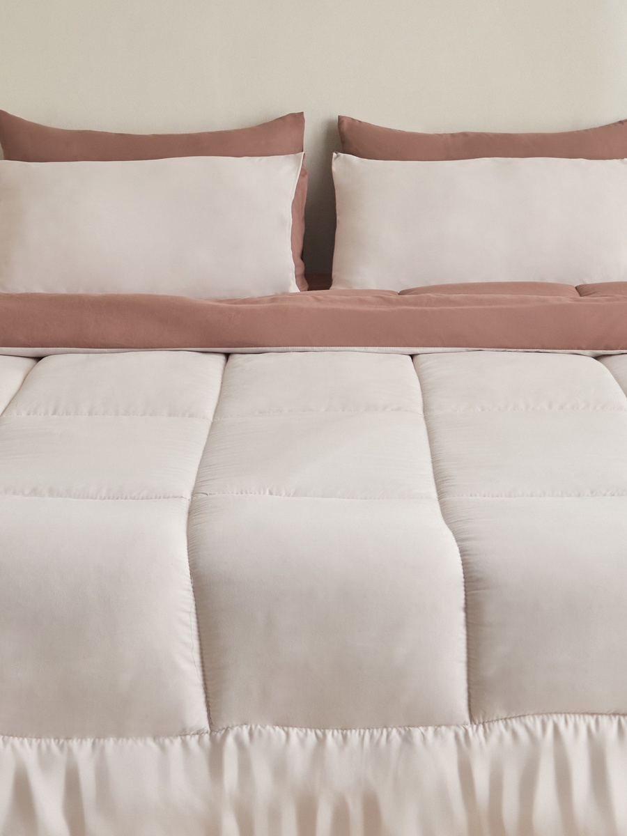 Luno Sleep Ease 6-Piece Hotel Reversible Microfiber Super King BIAB Comforter Set - 240x240 cm
