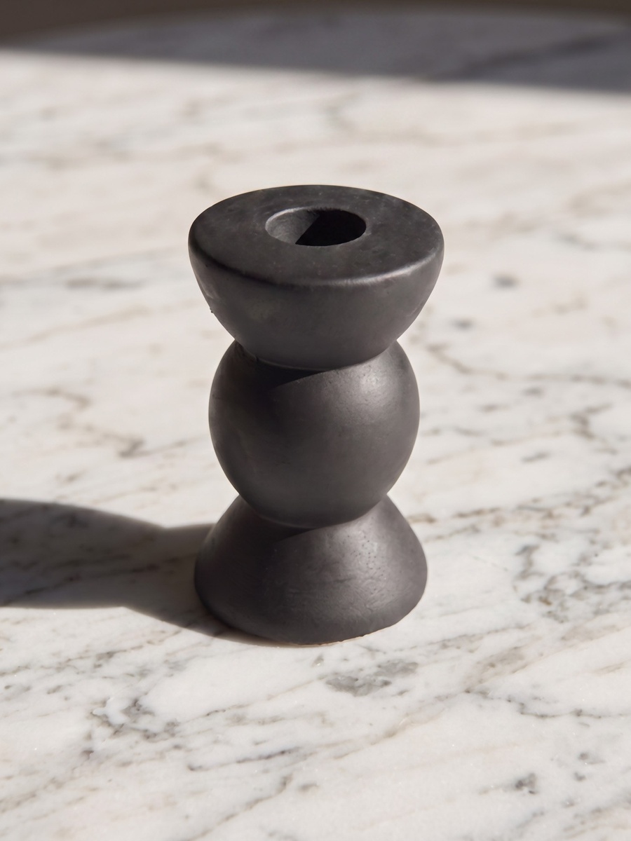 Audrey Madison Decorative Cement Round Taper Candleholder - 6.5x6.5x10.5 cm