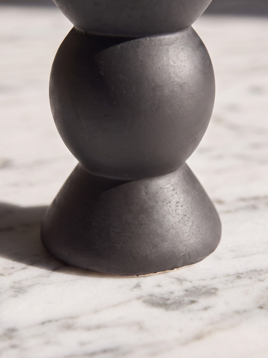 Audrey Madison Decorative Cement Round Taper Candleholder - 6.5x6.5x10.5 cm