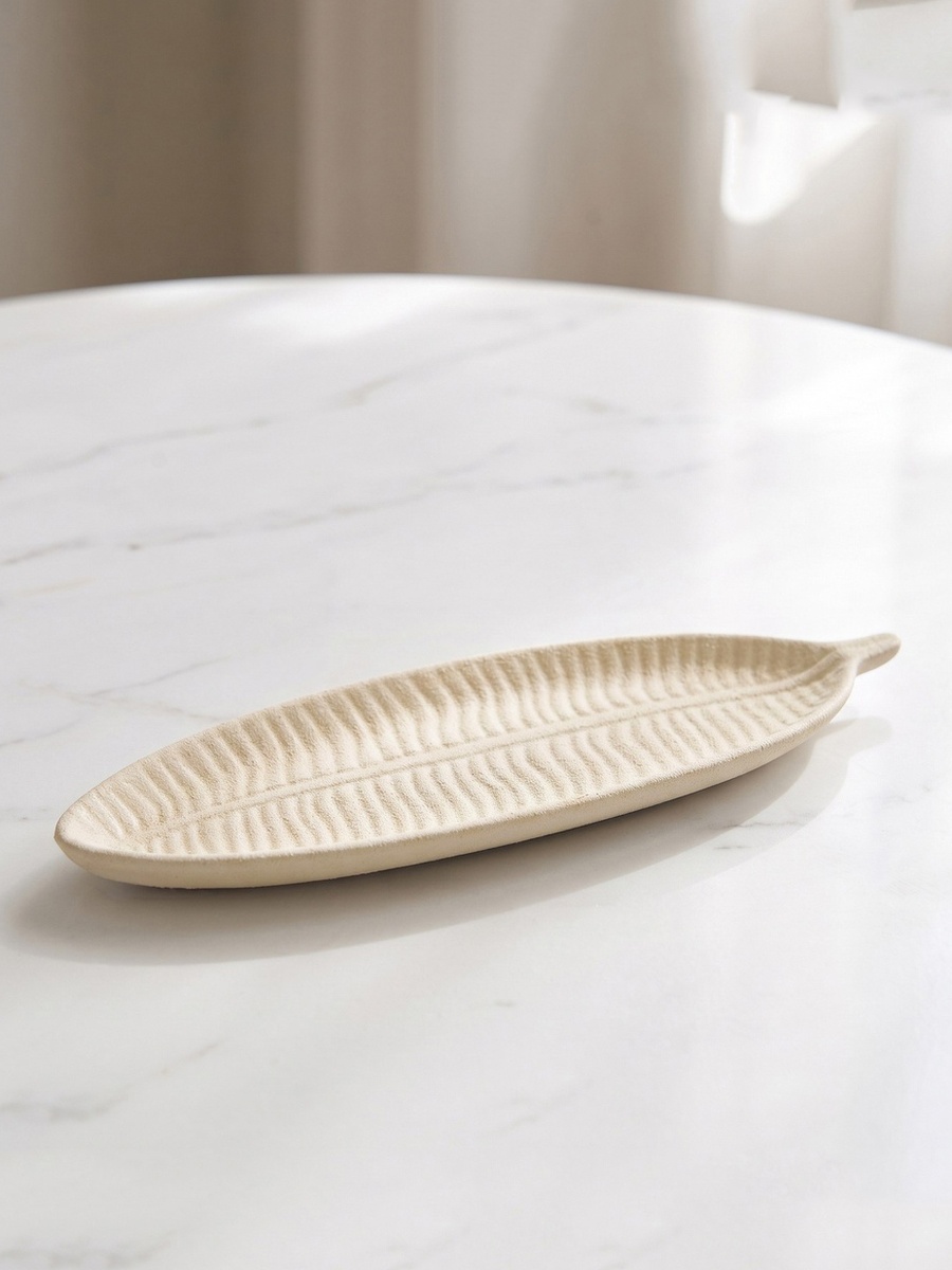 Audrey Madison Decorative Ceramic Leaf Tray - 29.3x10.5x2.2 cm