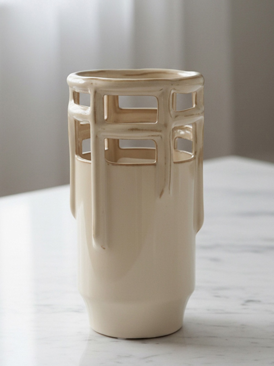 Umber Lavasa Renee Decorative Reactive Glaze Ceramic Vase - 14x14x26 cm