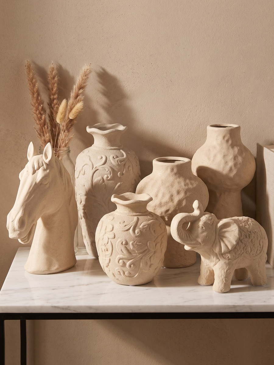 Audrey Madison Decorative Thumbprint Texture Ceramic Vase - 13x13x17 cm