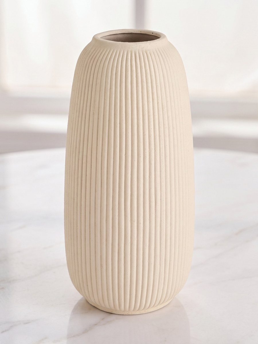 Audrey Madison Decorative Fluted Texture Ceramic Vase - 18.5x18.5x37 cm