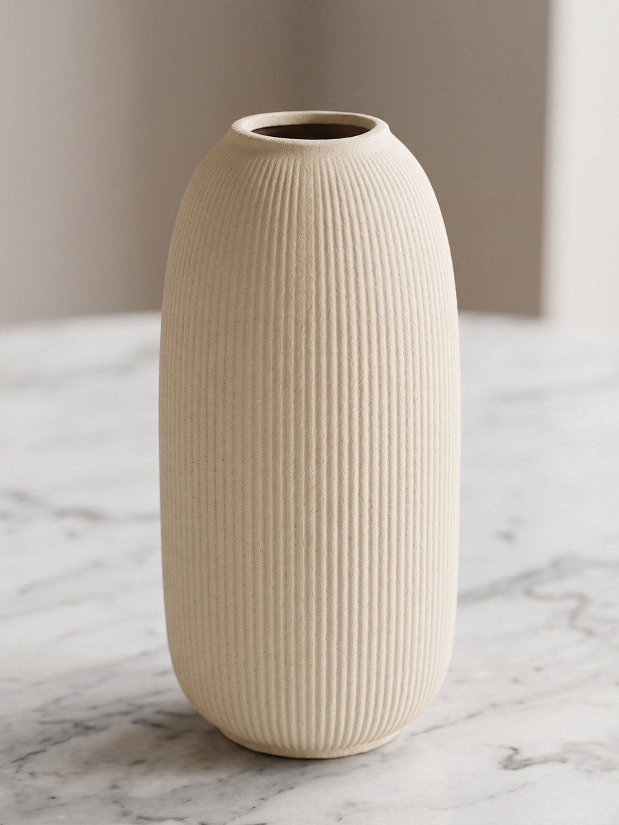 Audrey Madison Decorative Fluted Texture Ceramic Vase - 14.5x14.5x30 cm