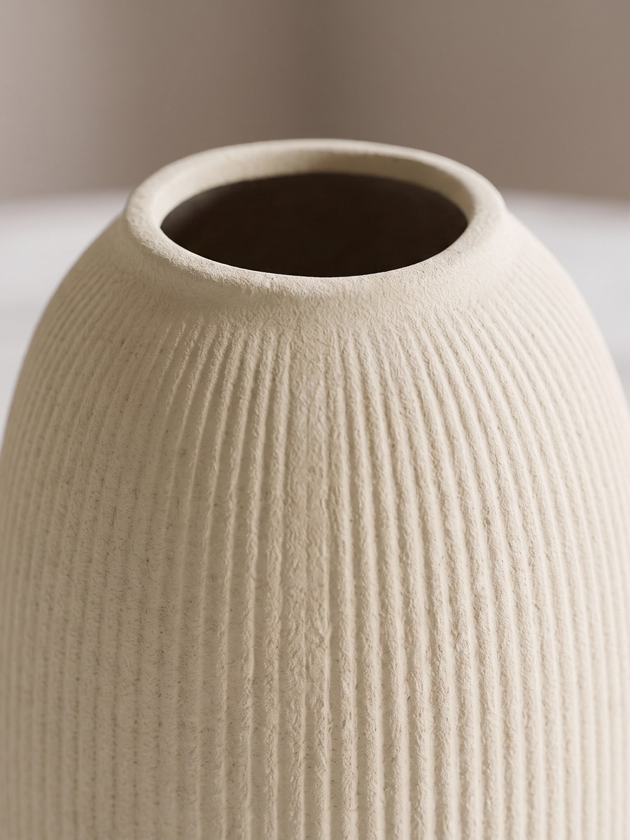 Audrey Madison Decorative Fluted Texture Ceramic Vase - 14.5x14.5x30 cm