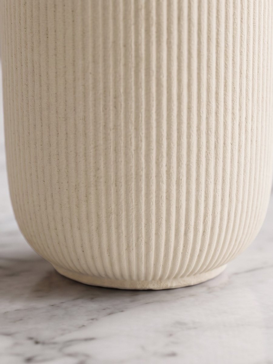 Audrey Madison Decorative Fluted Texture Ceramic Vase - 14.5x14.5x30 cm