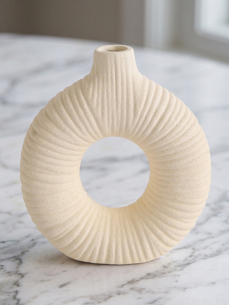 Audrey Madison Decorative Ceramic Donut Vase - 17.5x6.5x19.5 cm