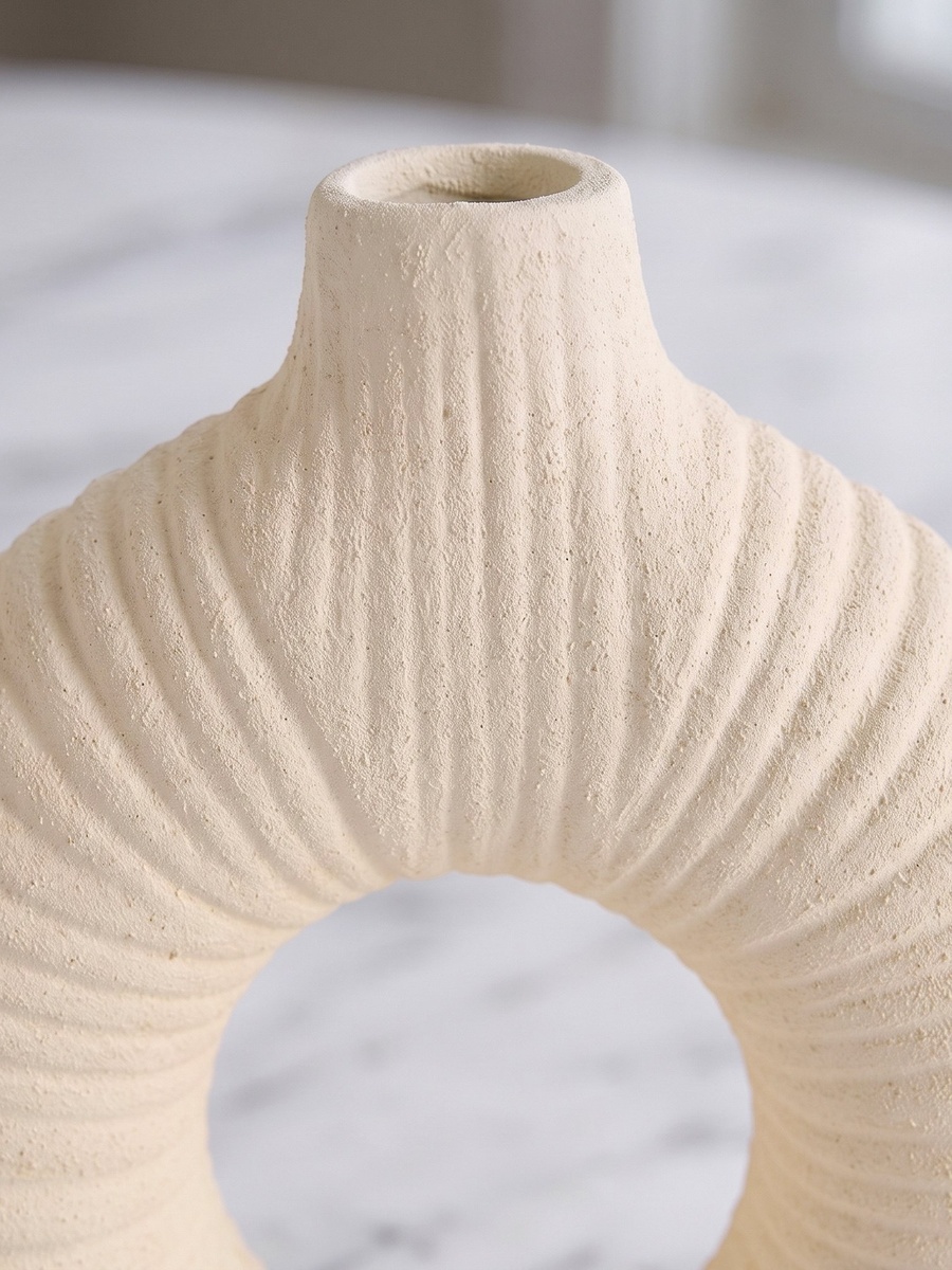 Audrey Madison Decorative Ceramic Donut Vase - 17.5x6.5x19.5 cm