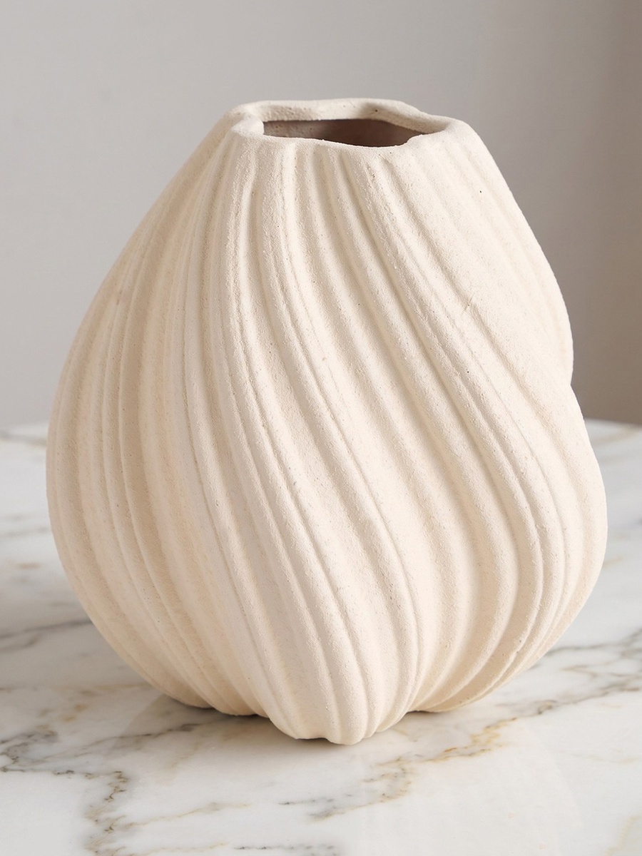 Audrey Madison Ceramic Pleated Decorative Vase - 19x19x20 cm