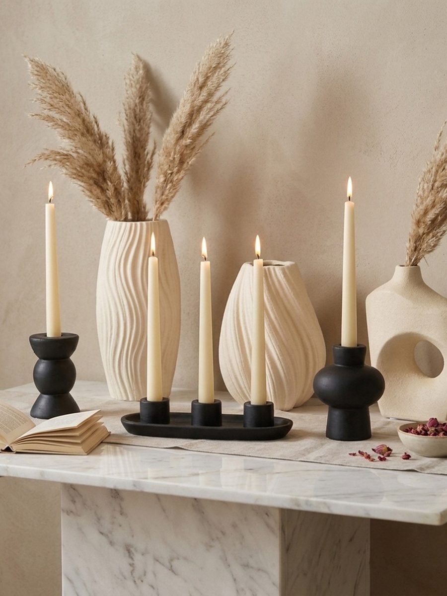 Audrey Madison Ceramic Pleated Decorative Vase - 19x19x20 cm