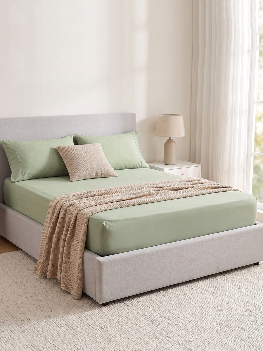 Derby Solid Microfiber Twin Fitted Sheet - 120x200+25 cm