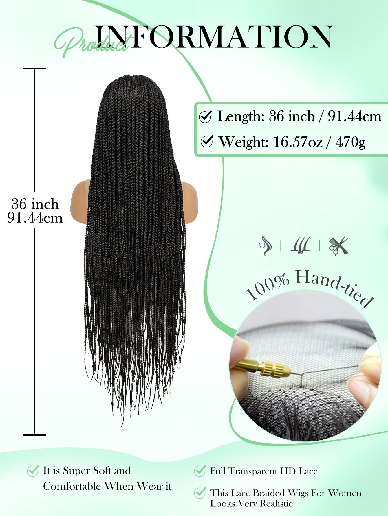 Black Box Braids Full Lace Wig - Natural and Stylish Synthetic Hair Extension
