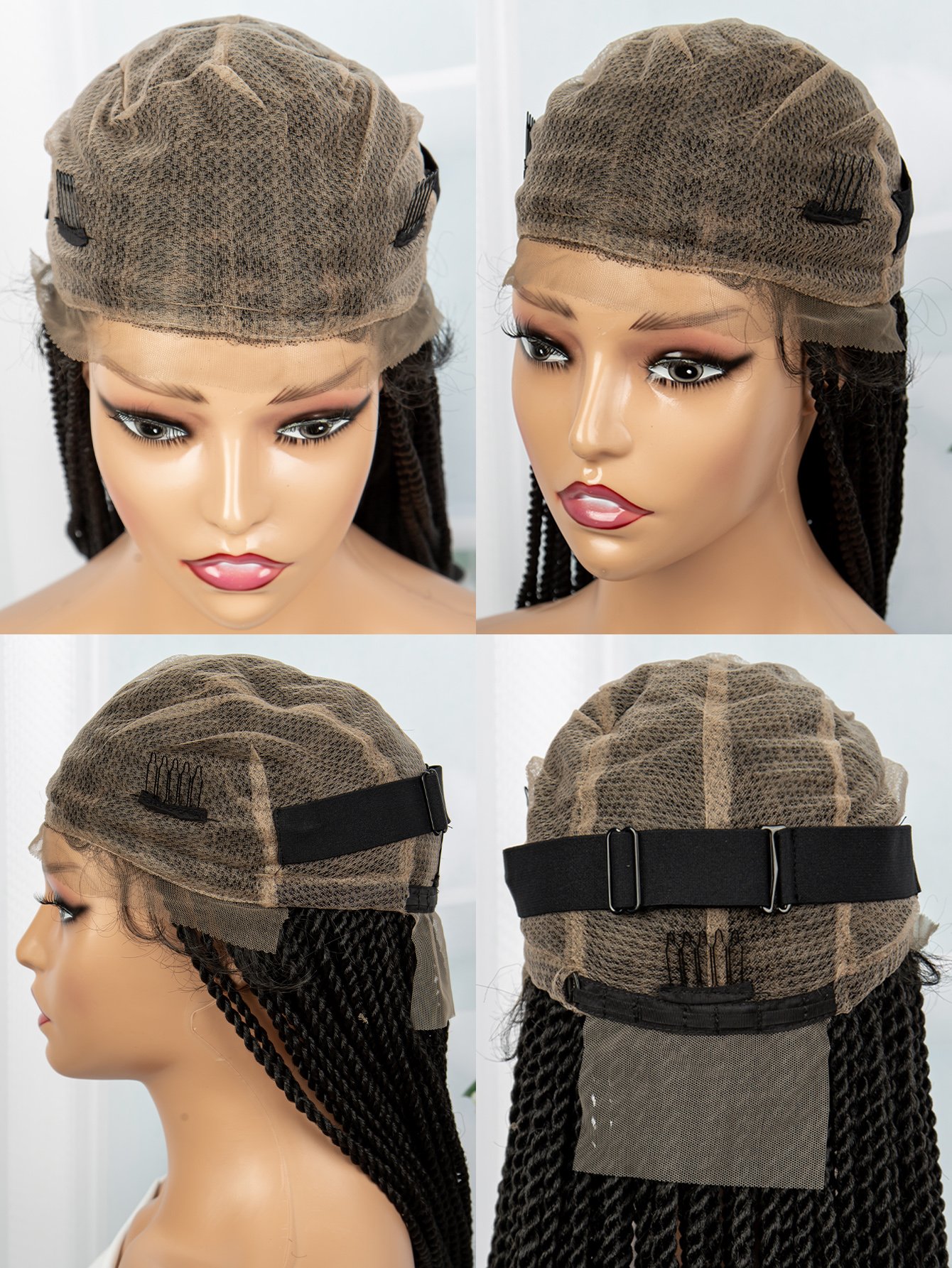 Black Braided Lace Wig - Long and Stylish Synthetic Hair Extension