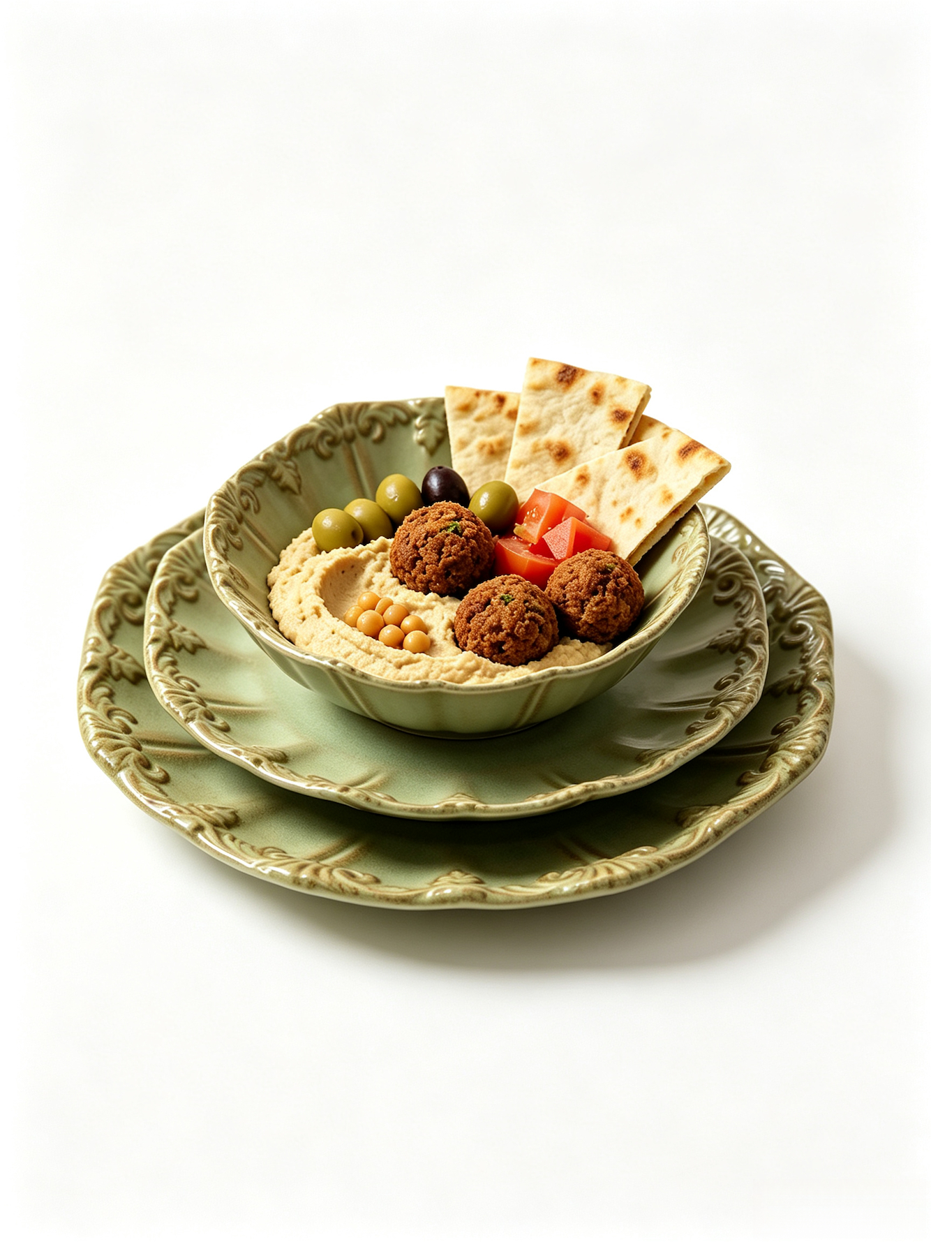 Green Self Design Dinnerware Set
